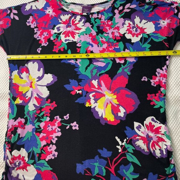 BEVERLY DRIVE SHORT SLEEVE PULLOVER TUNIC TOP Black Pink Red Floral PRINT 1X - Picture 11 of 16